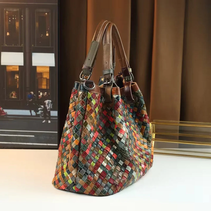 Marina’s Eclectic Charm | Patchwork Leather Tote