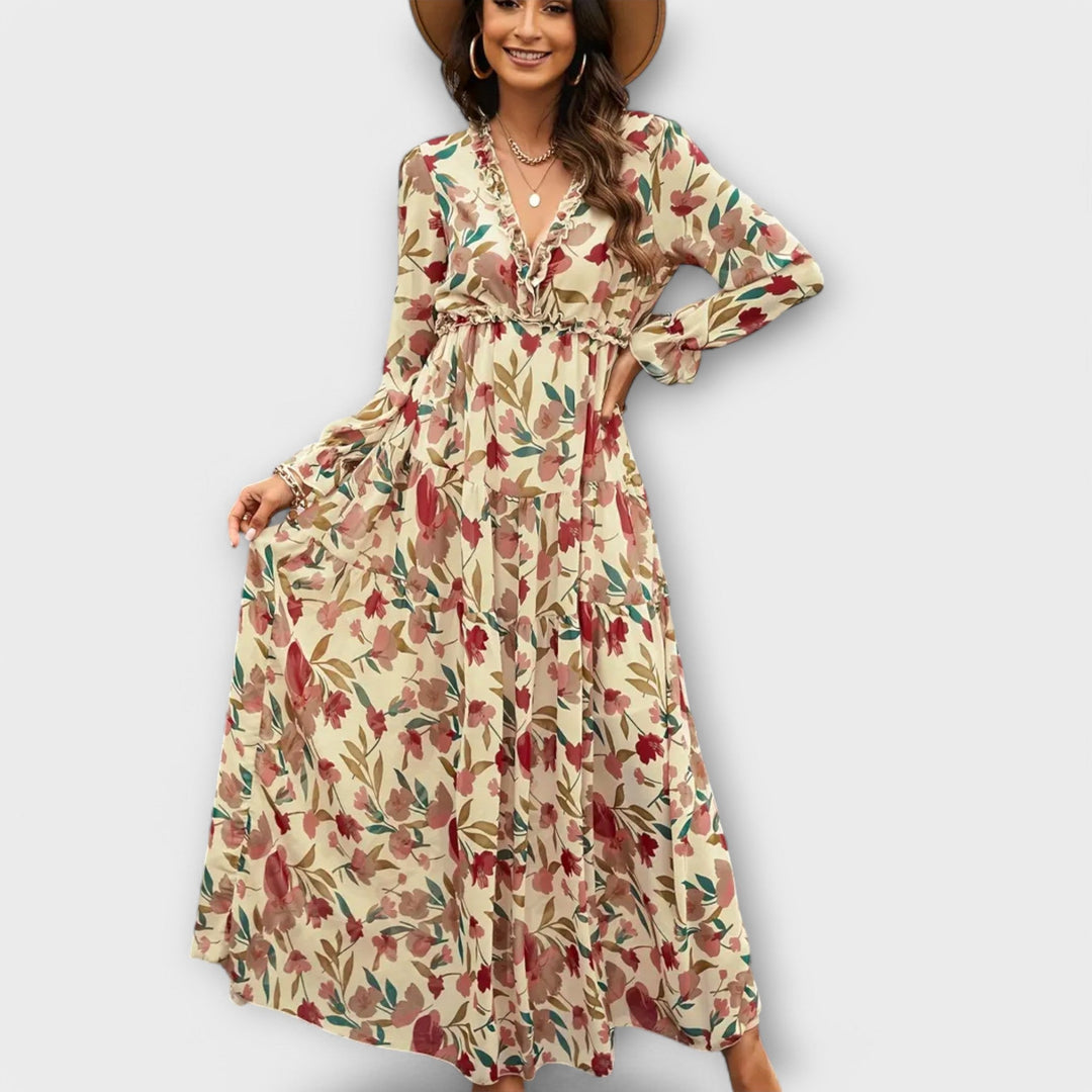 Elle | Floral V-Neck Maxi Dress