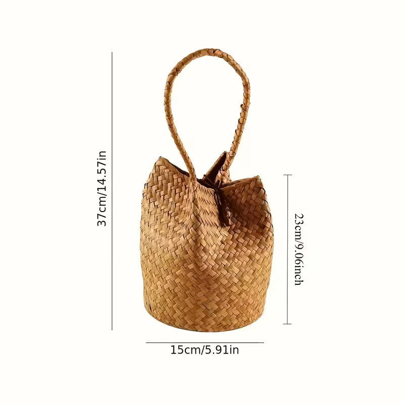 Tara’s Boho Breeze | Woven Handle Bucket Bag