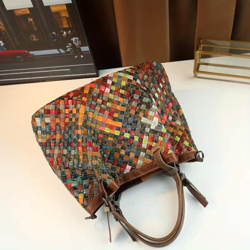 Marina’s Eclectic Charm | Patchwork Leather Tote