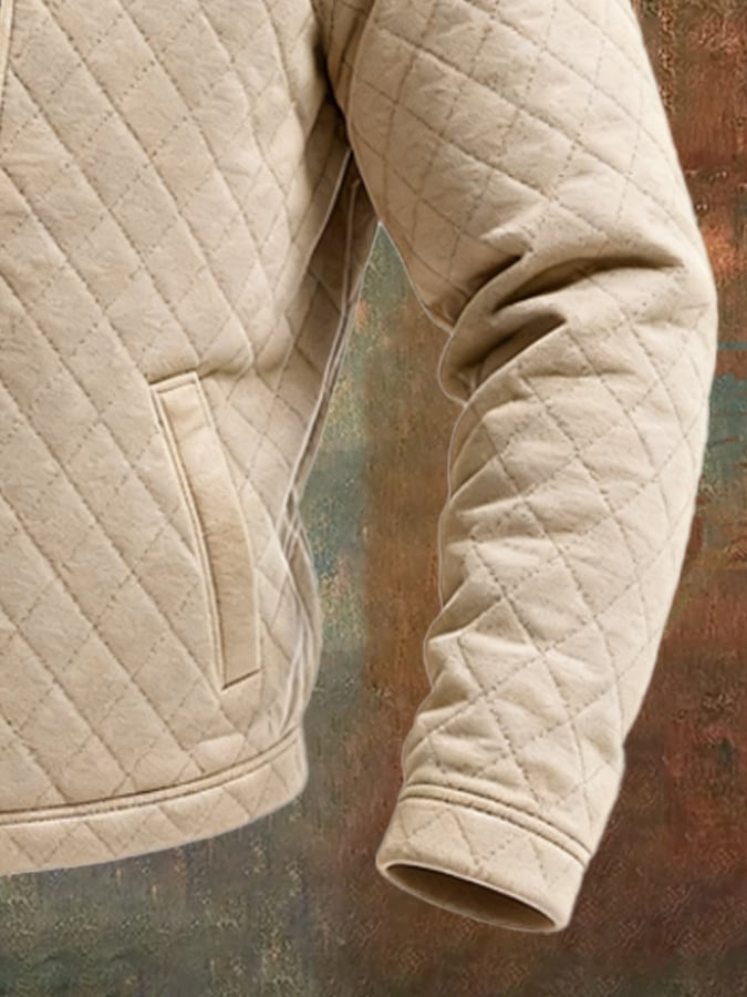Owen™ | BEIGE QUILTED JACKET WITH LEATHER PANELS