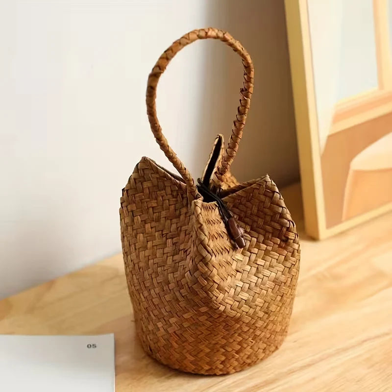 Tara’s Boho Breeze | Woven Handle Bucket Bag