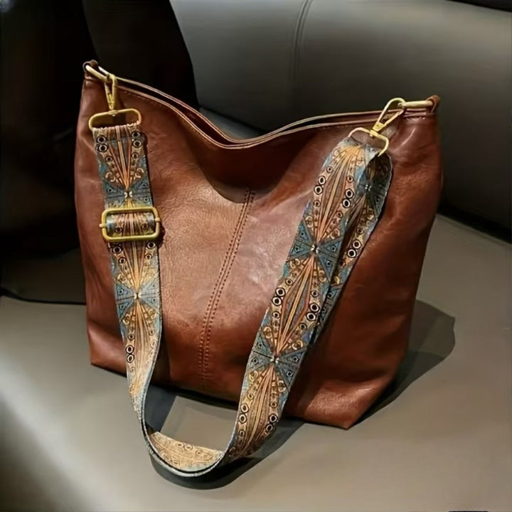 Talia’s Chic Wanderer | Pattern-Strap Shoulder Bag