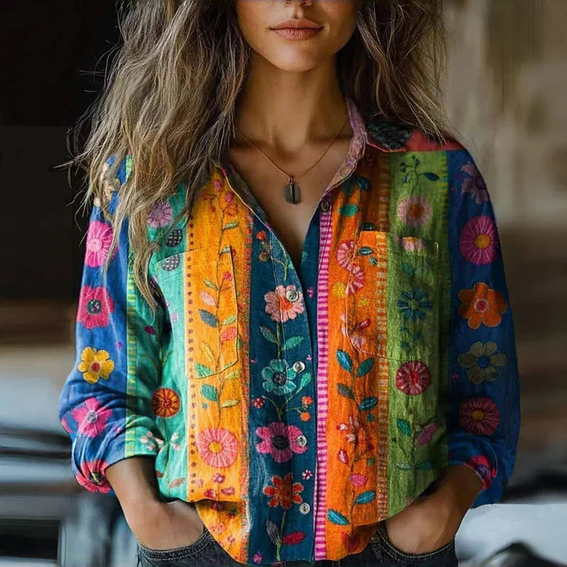 Monica | Vintage Printed Spring Blouse