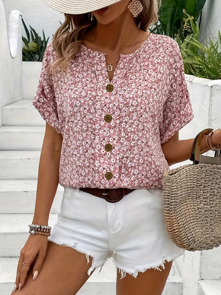 Tressa | Button-Front Floral Blouse