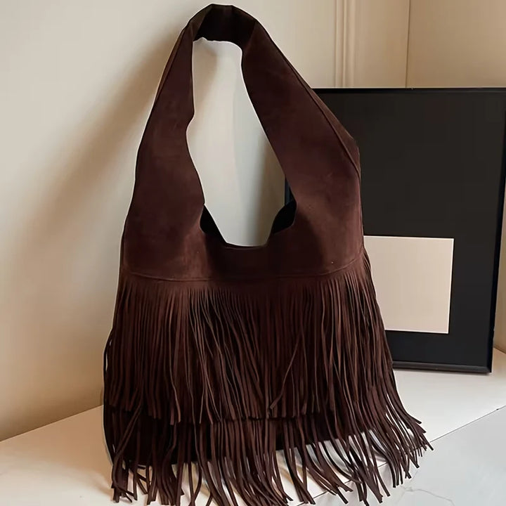 Kara’s Timeless Edge | Suede Fringe Shoulder Bag