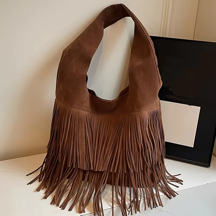 Kara’s Timeless Edge | Suede Fringe Shoulder Bag
