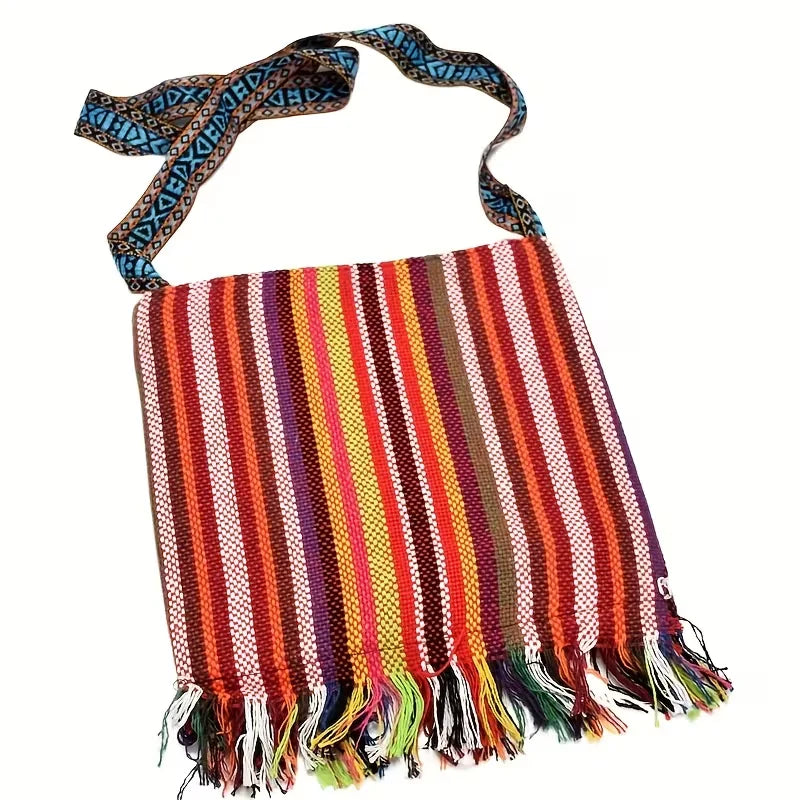 Raya’s Artful Harmony | Embroidered Fringe Shoulder Bag