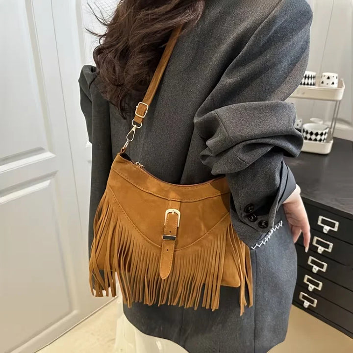 Aubrey’s Rustic Elegance | Suede Fringe Bag