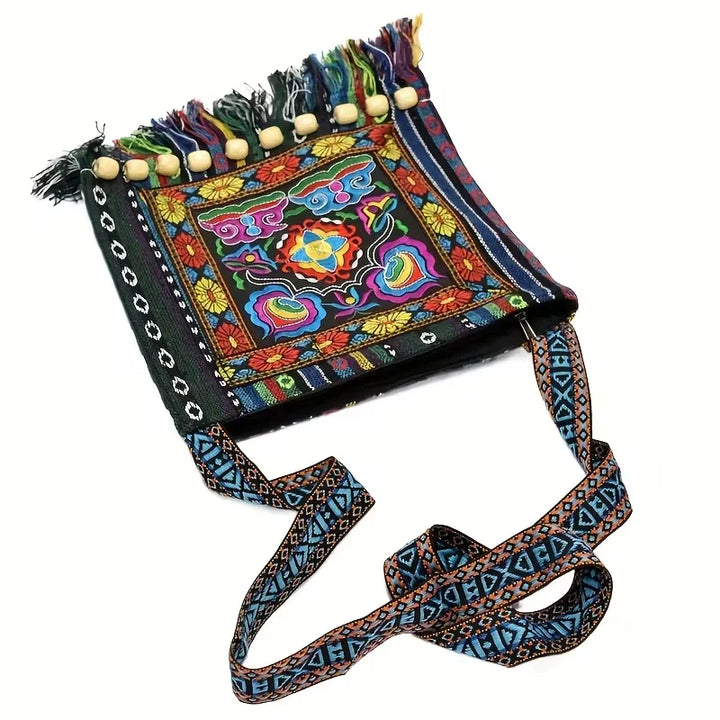 Raya’s Artful Harmony | Embroidered Fringe Shoulder Bag