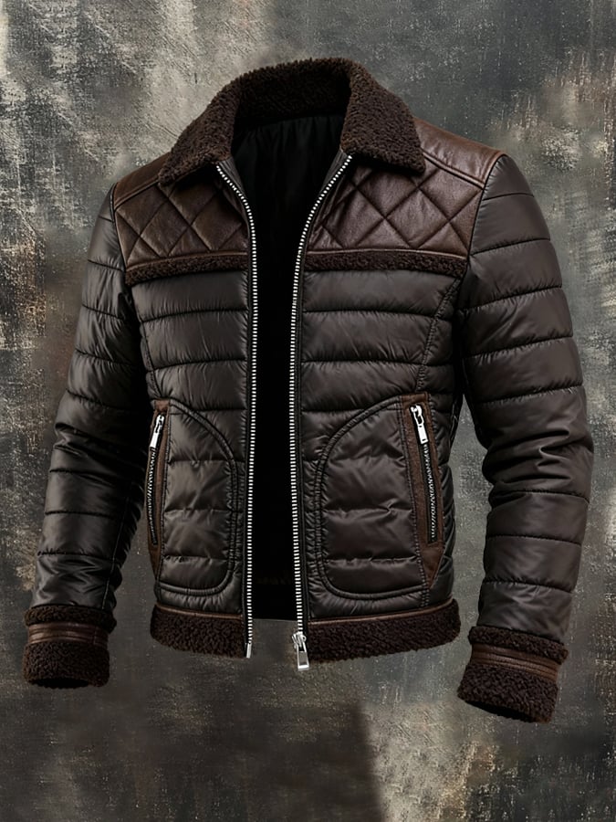 Owen™ | BROWN QUILTED JACKET WITH WARM SHERPA COLLAR