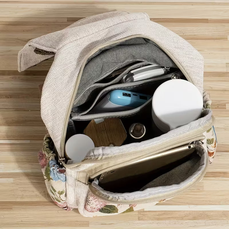 Maeve’s Rustic Bloom | Embroidered Floral Backpack