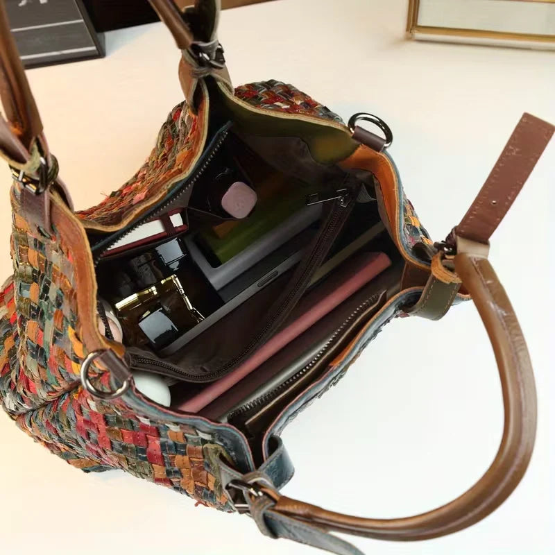 Marina’s Eclectic Charm | Patchwork Leather Tote