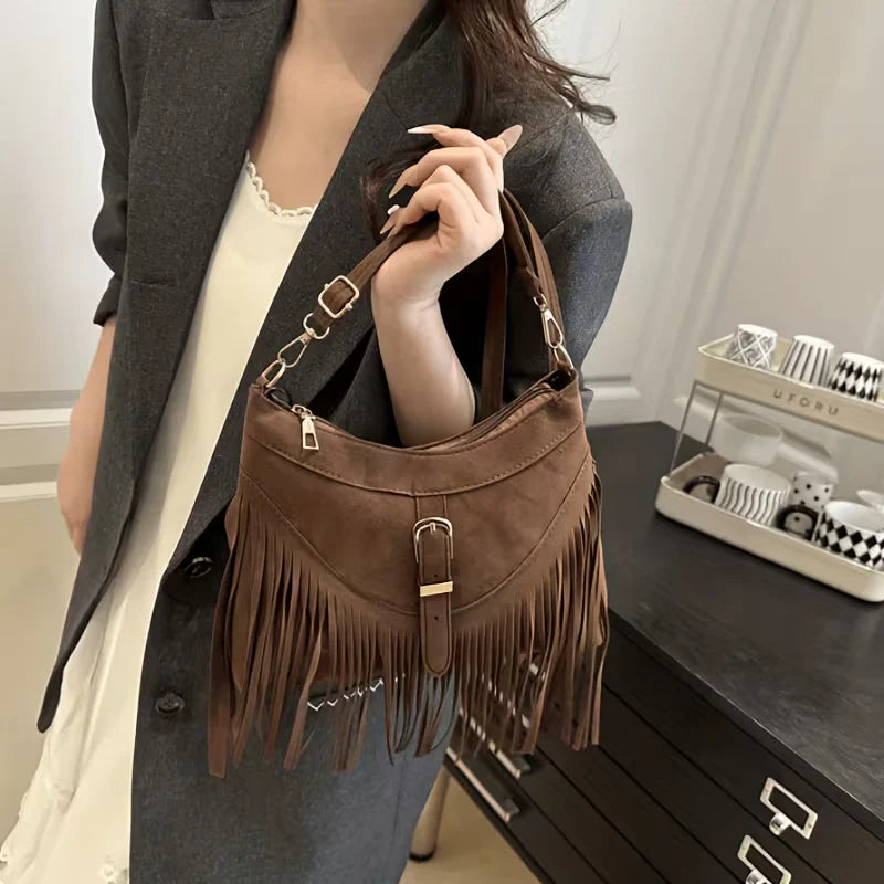 Aubrey’s Rustic Elegance | Suede Fringe Bag