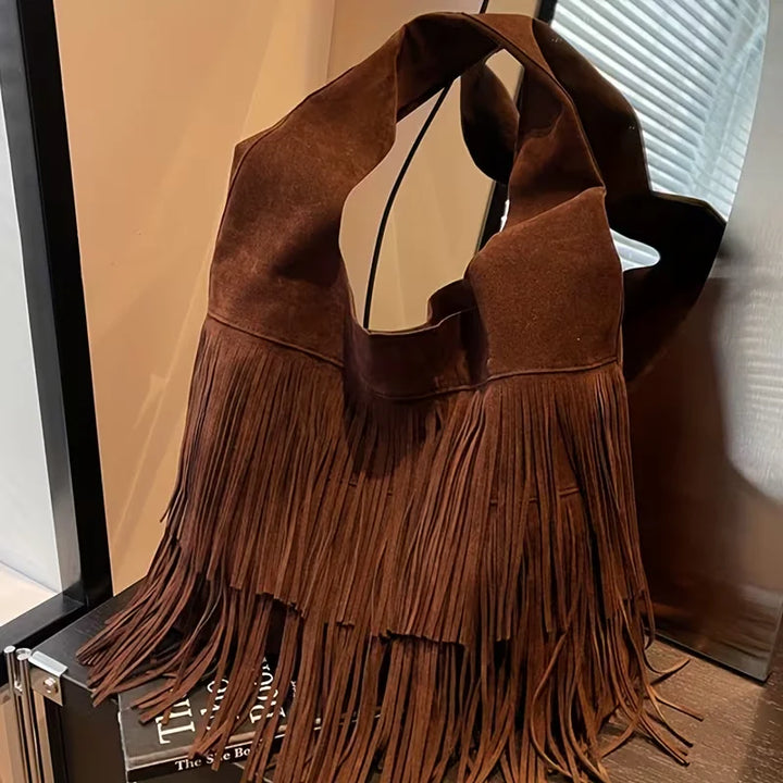 Kara’s Timeless Edge | Suede Fringe Shoulder Bag