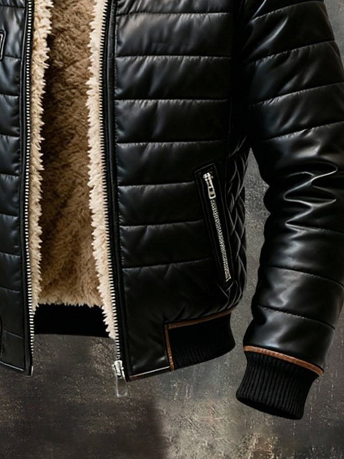 Owen™ | BLACK QUILTED JACKET WITH SHERPA LINING