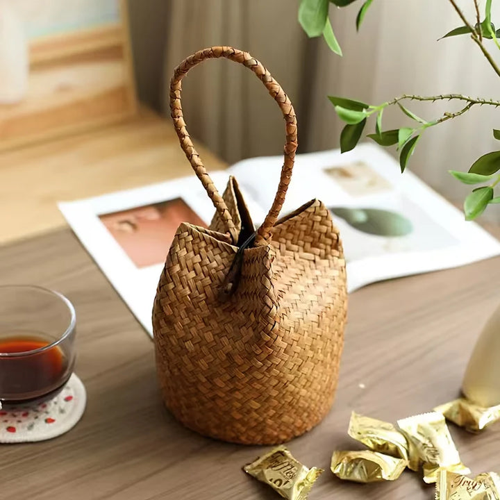 Tara’s Boho Breeze | Woven Handle Bucket Bag