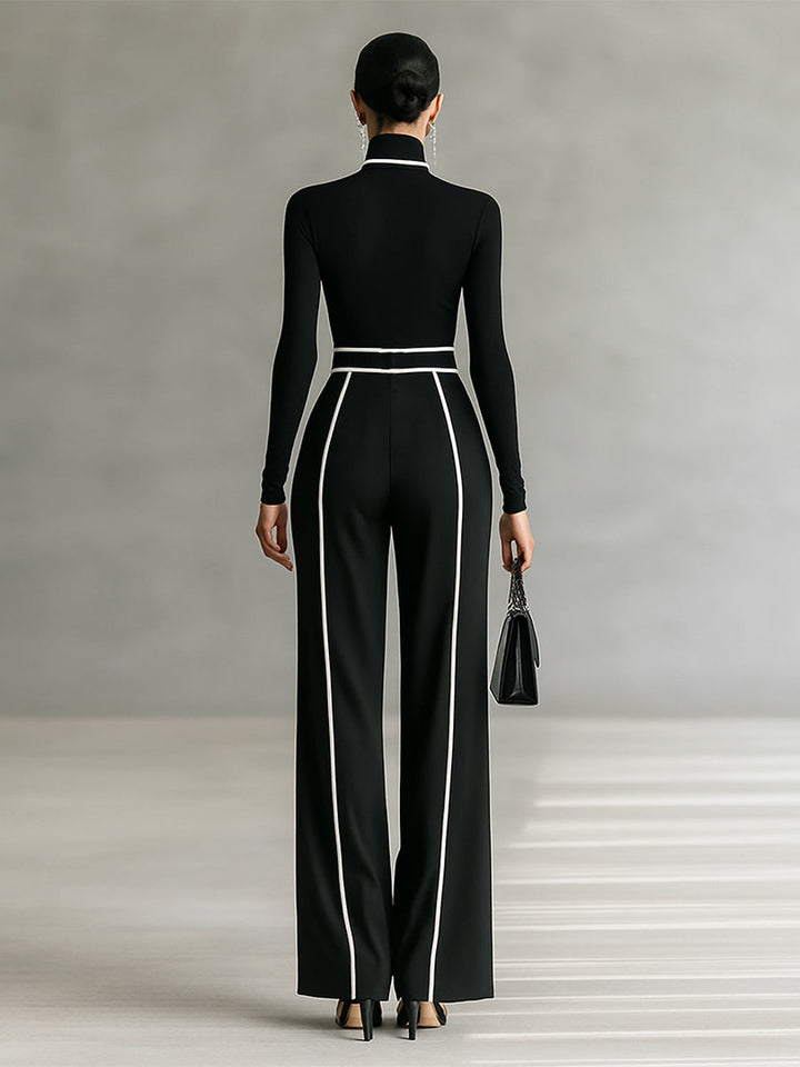 Layla may | Black Contrast Belted Jumpsuit