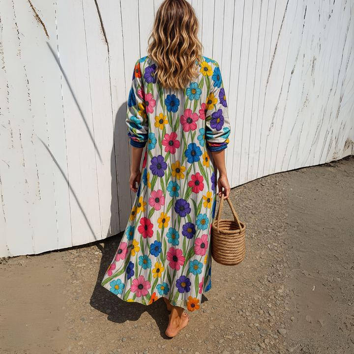 Odessa | Floral Dress with Buttons and Maxi Length