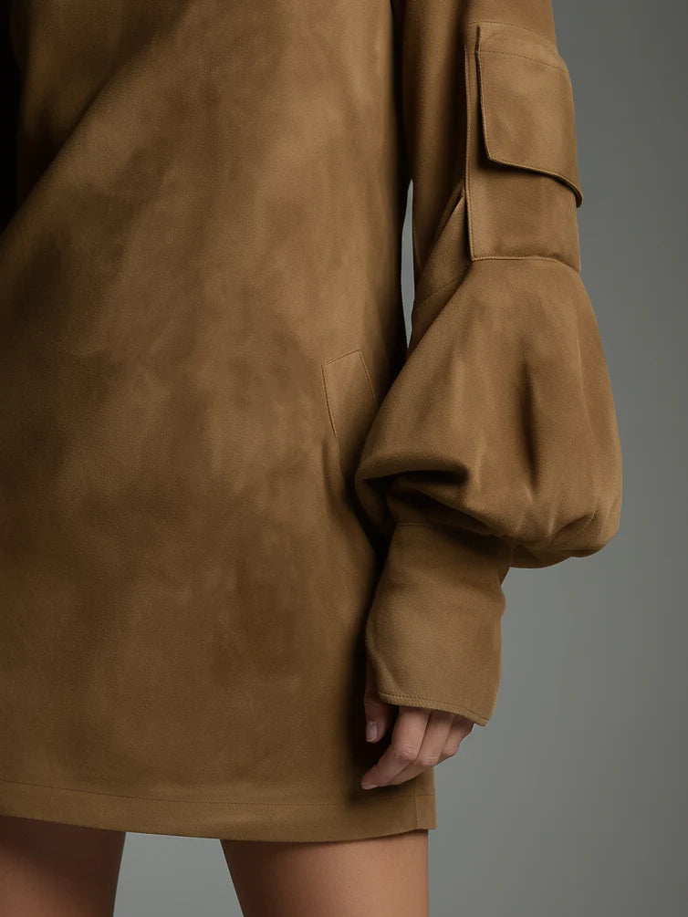 Janet | Camel High-Neck Mini Dress