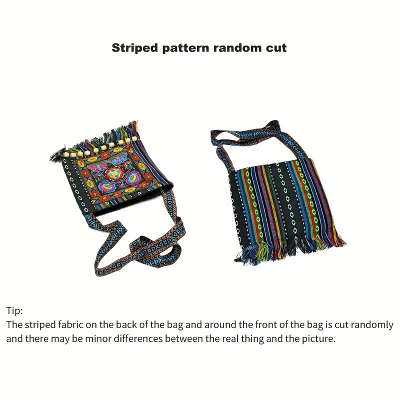 Raya’s Artful Harmony | Embroidered Fringe Shoulder Bag