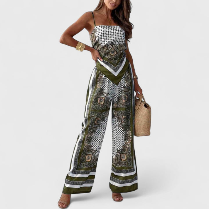 Harriet | Elegant Summer Scarf-Print Jumpsuit