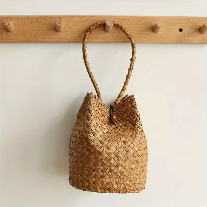 Tara’s Boho Breeze | Woven Handle Bucket Bag