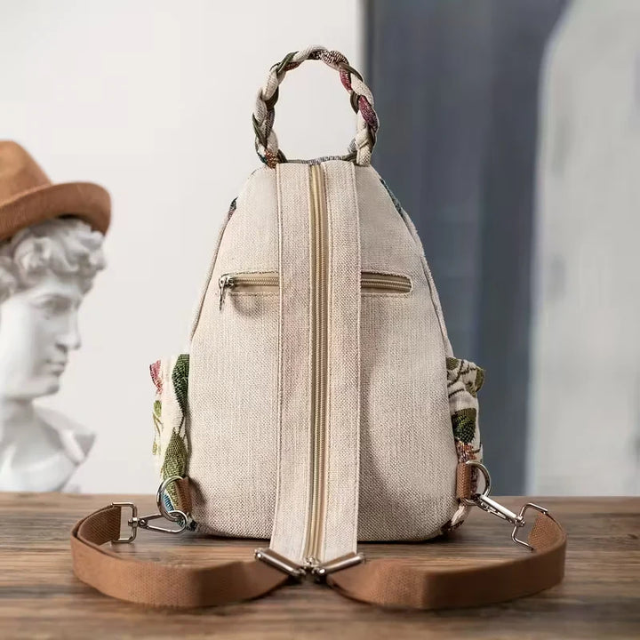 Ivy’s Nature Muse | Boho Linen Floral Backpack