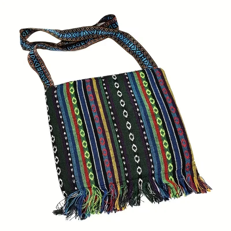 Raya’s Artful Harmony | Embroidered Fringe Shoulder Bag
