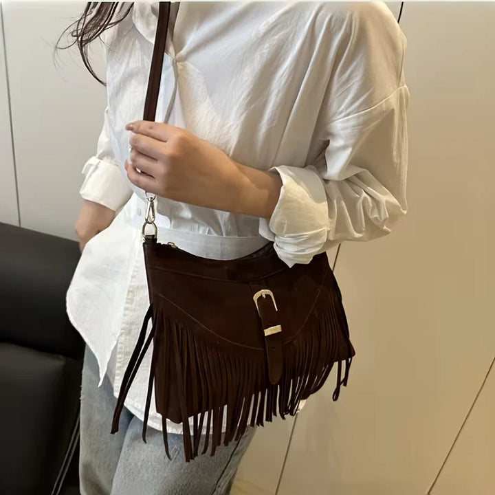 Aubrey’s Rustic Elegance | Suede Fringe Bag