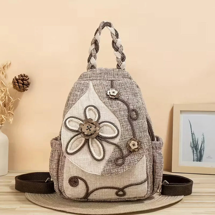 Ivy’s Nature Muse | Boho Linen Floral Backpack