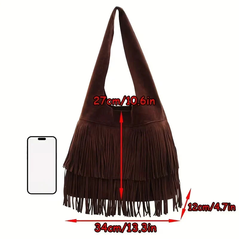 Kara’s Timeless Edge | Suede Fringe Shoulder Bag