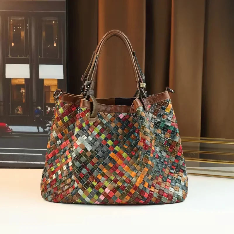 Marina’s Eclectic Charm | Patchwork Leather Tote