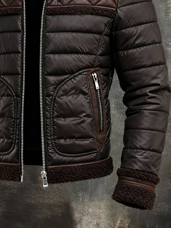 Owen™ | BROWN QUILTED JACKET WITH WARM SHERPA COLLAR
